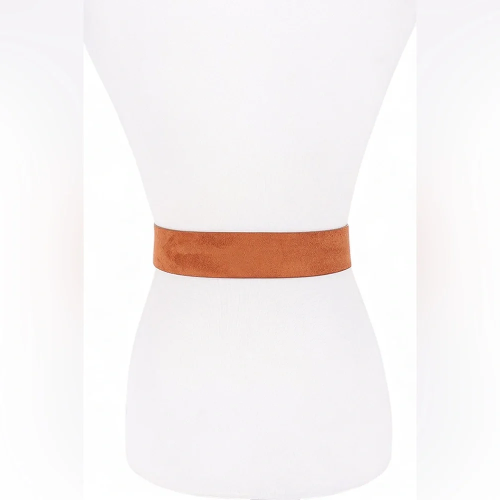 Vegan Suede Statement Belt - Brown, Camel, Black